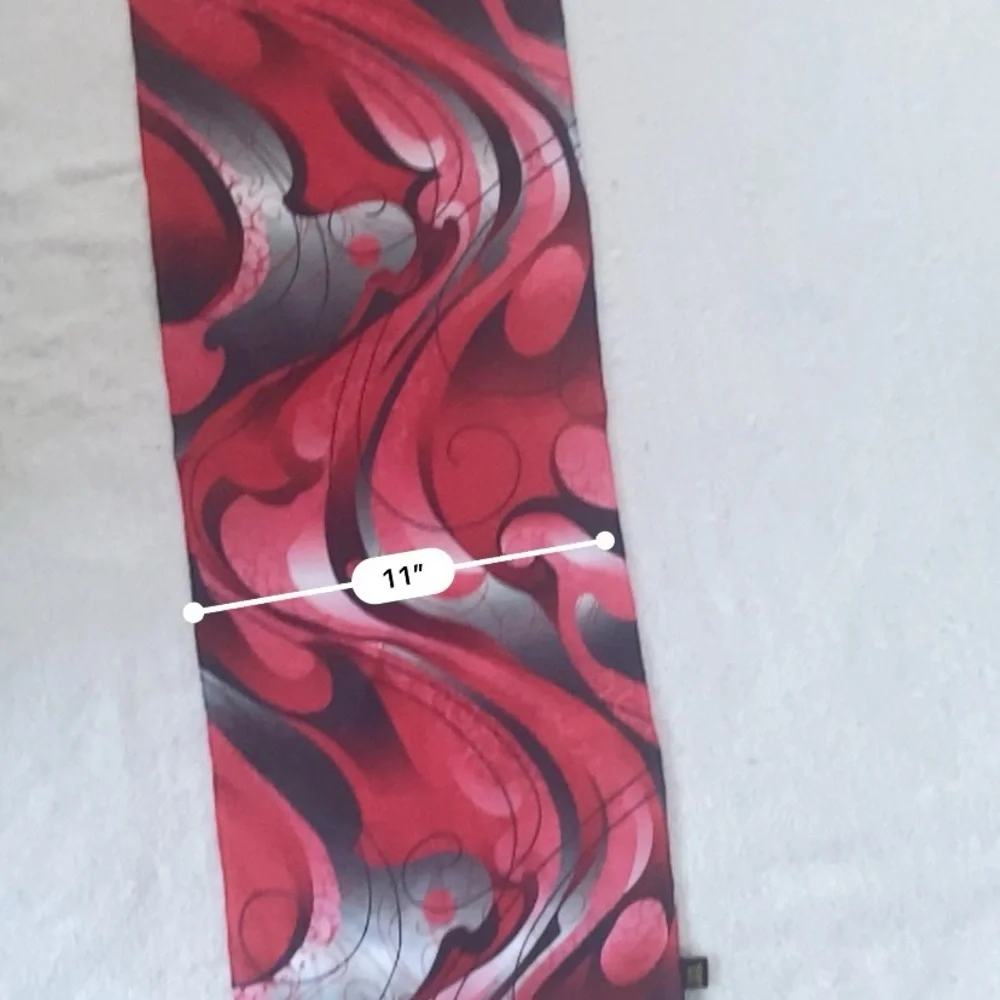 Elegant Red and Black Silk Scarf